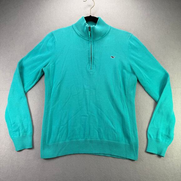 Vineyard Vines Teal ¼-Zip Pullover Sweater Size M Regular - Picture 1 of 8